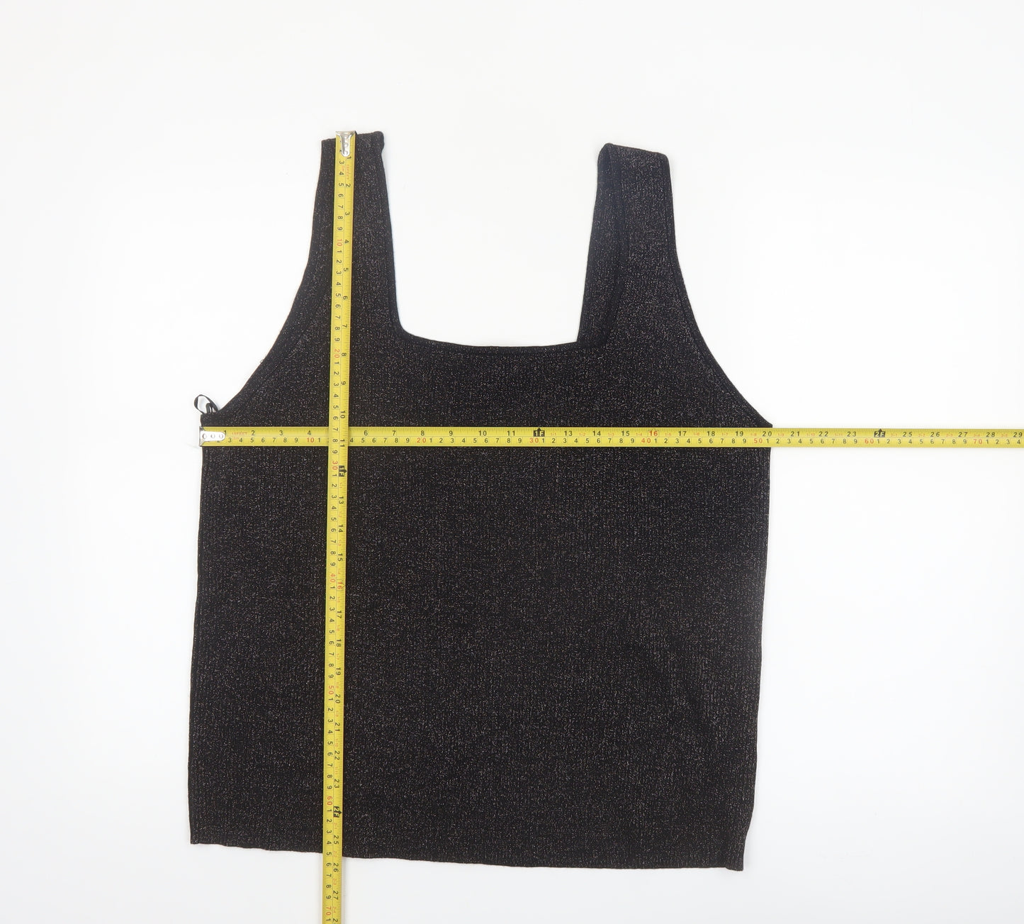 Tu Women’s Black Glittery Camisole Tank Top Size 24 Plus Stretch Knit