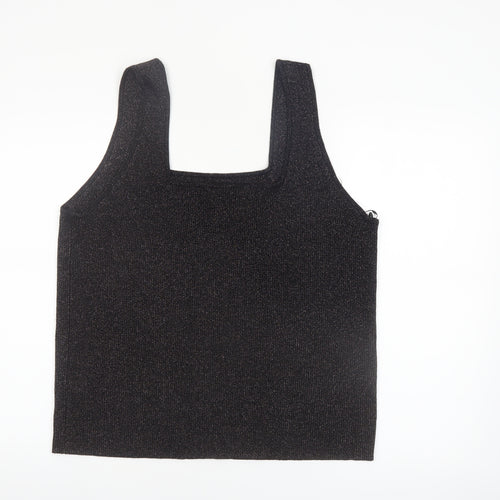 Tu Women’s Black Glittery Camisole Tank Top Size 24 Plus Stretch Knit
