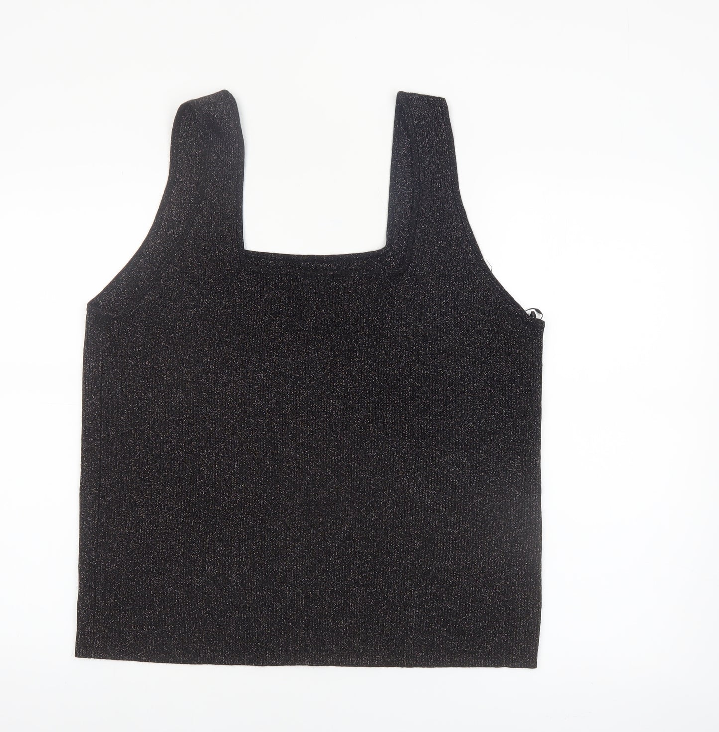Tu Women’s Black Glittery Camisole Tank Top Size 24 Plus Stretch Knit