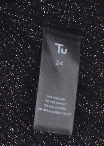 Tu Women’s Black Glittery Camisole Tank Top Size 24 Plus Stretch Knit