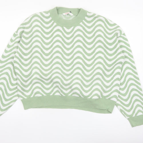 John Lewis Women Green Wave Knit Cotton Jumper Size M