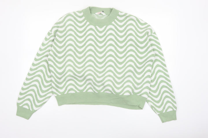 John Lewis Women Green Wave Knit Cotton Jumper Size M