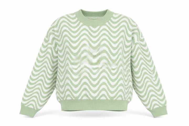 John Lewis Women Green Wave Knit Cotton Jumper Size M