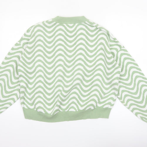 John Lewis Women Green Wave Knit Cotton Jumper Size M