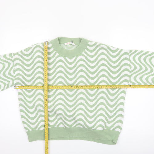 John Lewis Women Green Wave Knit Cotton Jumper Size M