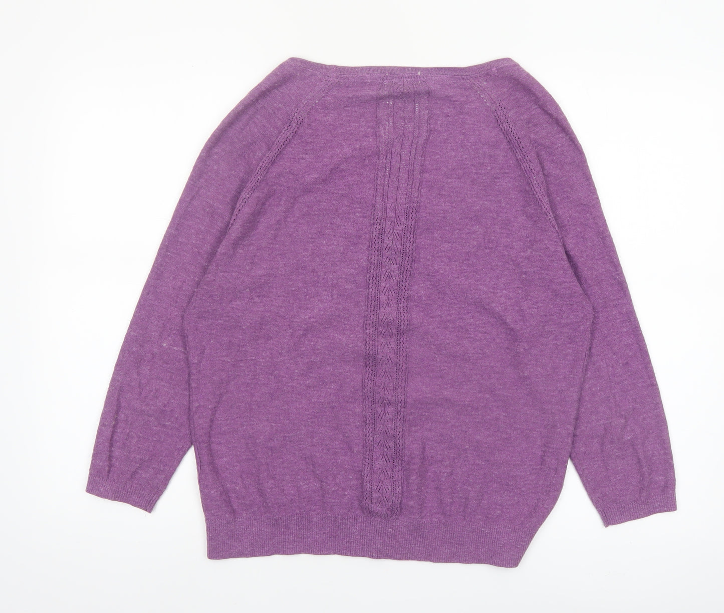 Fat Face Women Purple UK 14 Cotton V-Neck Cardigan