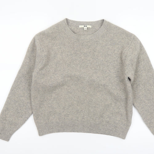 Uniqlo Women Grey Wool Crew Neck Pullover Jumper M