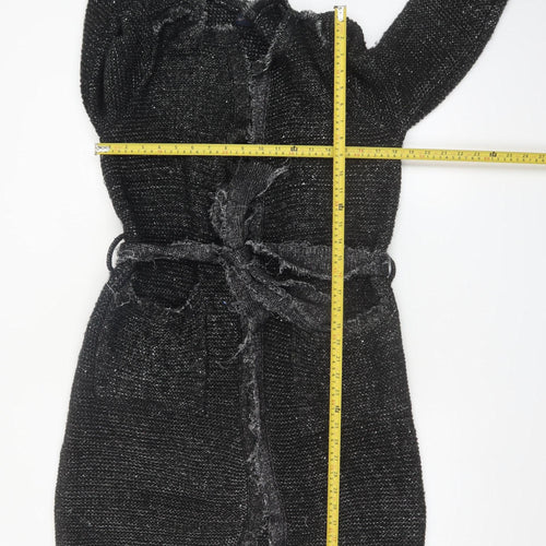 Zara Women Black Belted Knit Cardigan Size 10 Long Sleeve