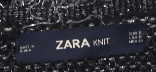 Zara Women Black Belted Knit Cardigan Size 10 Long Sleeve