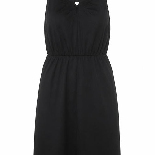 Oasis Women Black Sleeveless Shift Dress M Keyhole Neck Classic