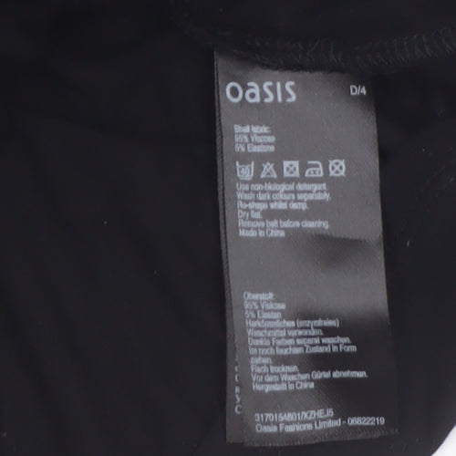 Oasis Women Black Sleeveless Shift Dress M Keyhole Neck Classic