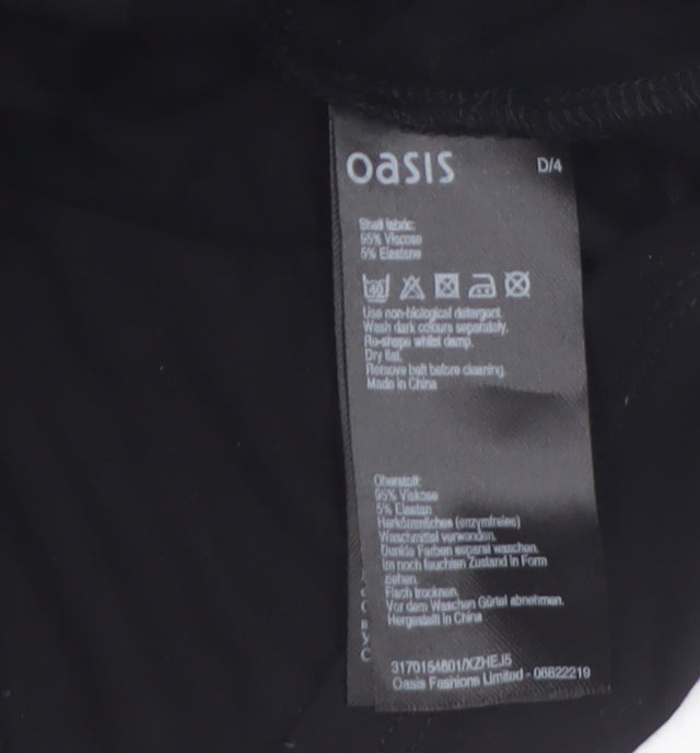 Oasis Women Black Sleeveless Shift Dress M Keyhole Neck Classic