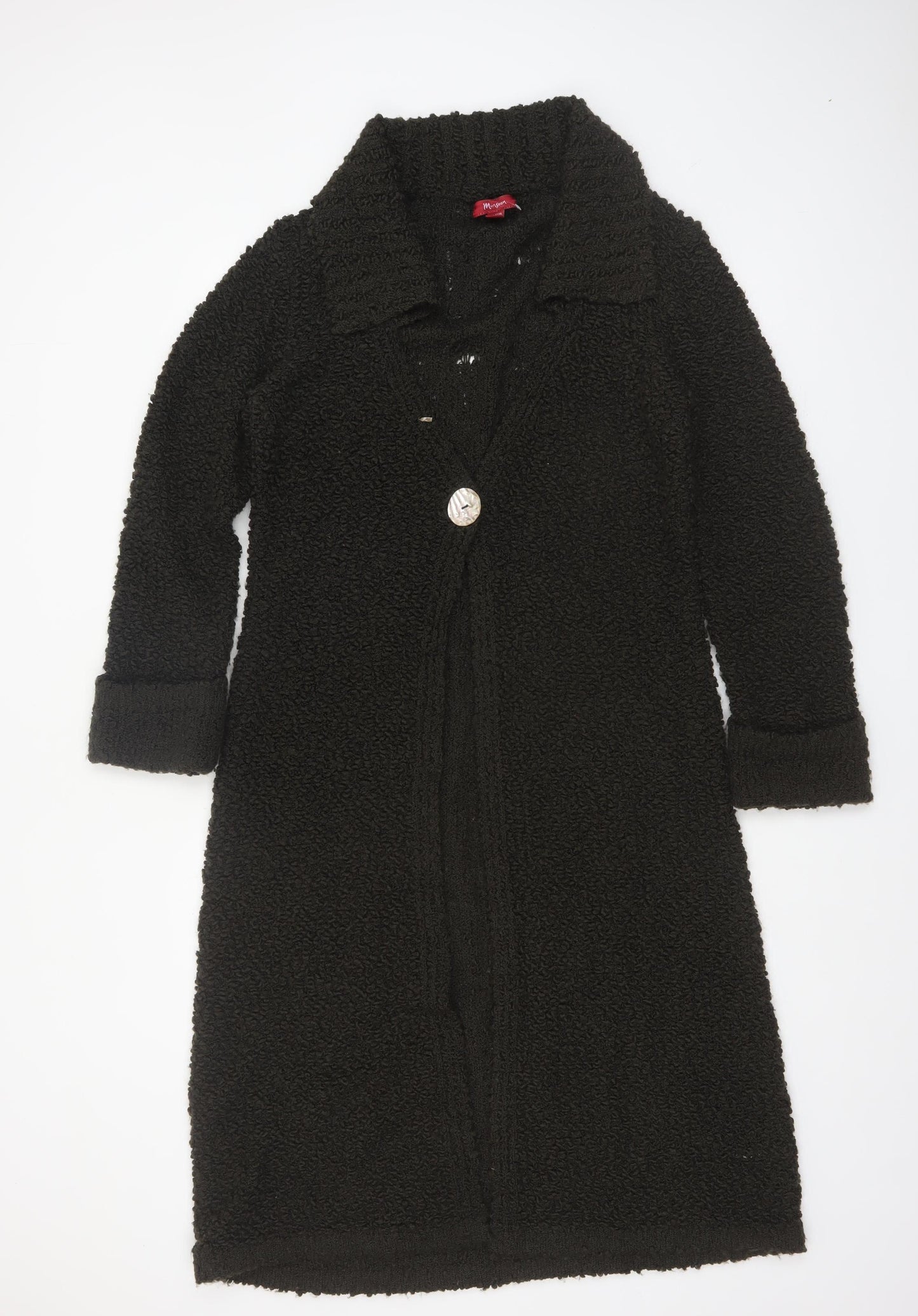 Monsoon Women’s Black Long Cardigan UK 14 Acrylic Wool Knit