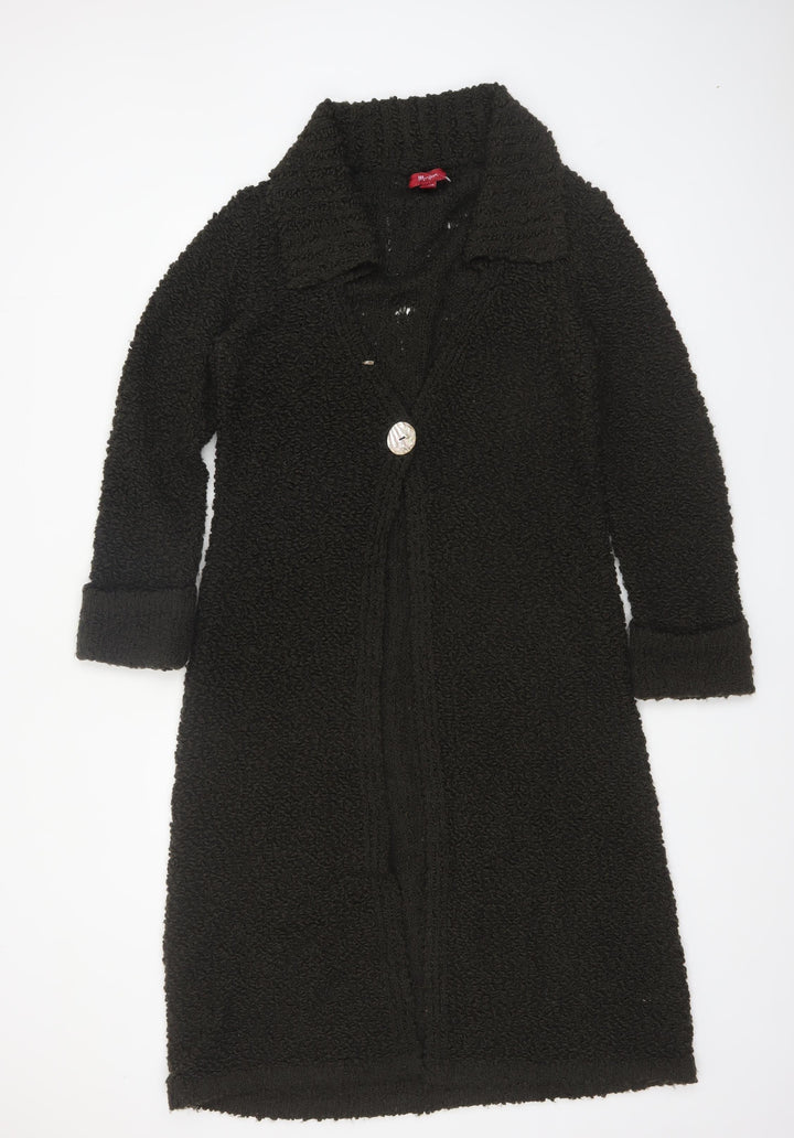 Monsoon Women’s Black Long Cardigan UK 14 Acrylic Wool Knit
