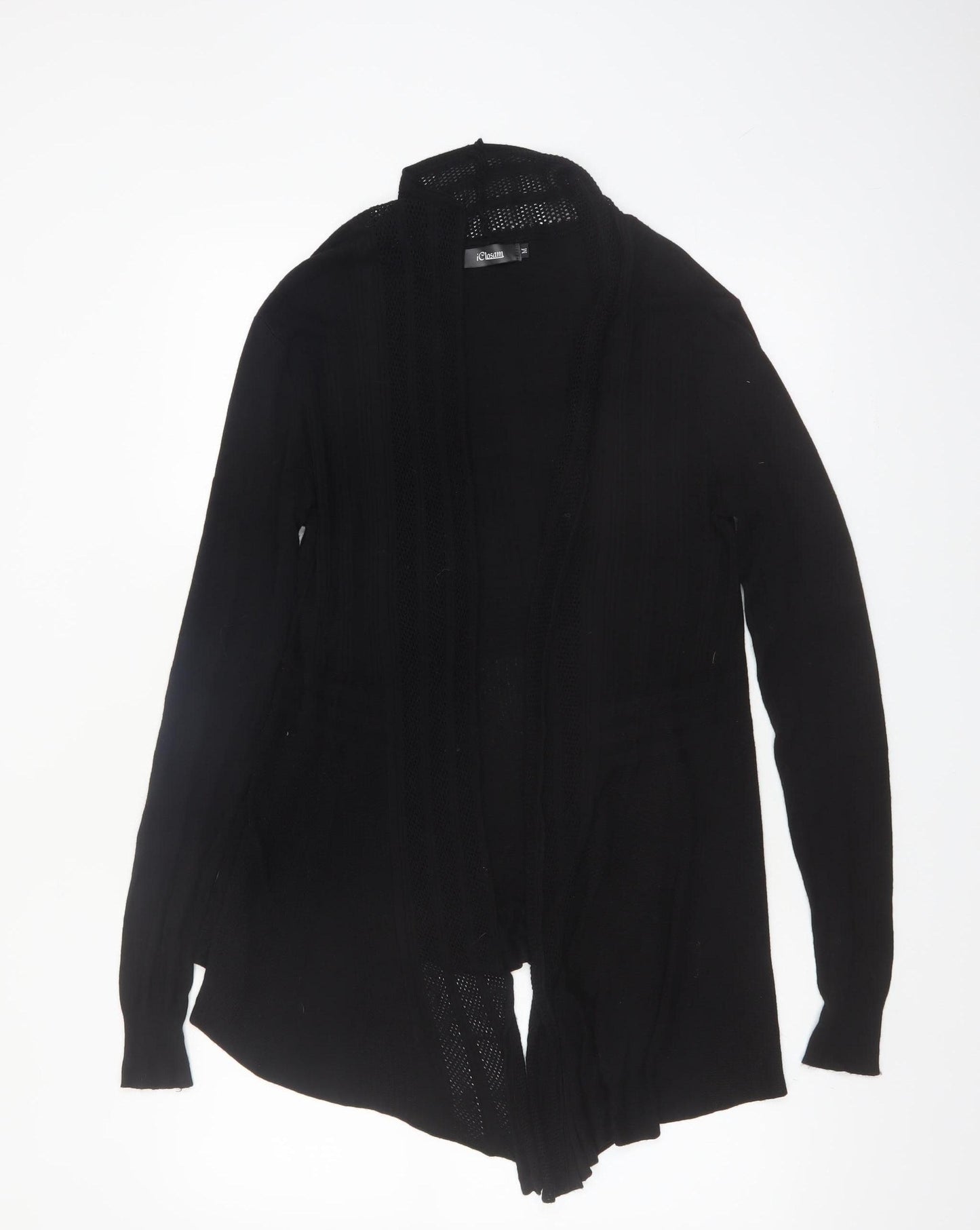 iClosam Women's Black Medium Open-Knit Long Sleeve Cardigan