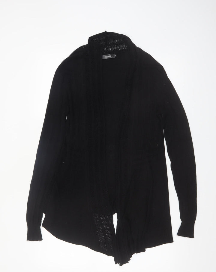 iClosam Women's Black Medium Open-Knit Long Sleeve Cardigan