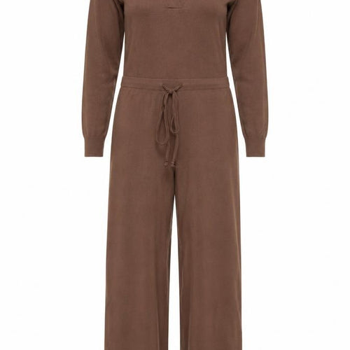 In The Style Women’s Brown Knit Petite Jumpsuit Size 10 Long Sleeve