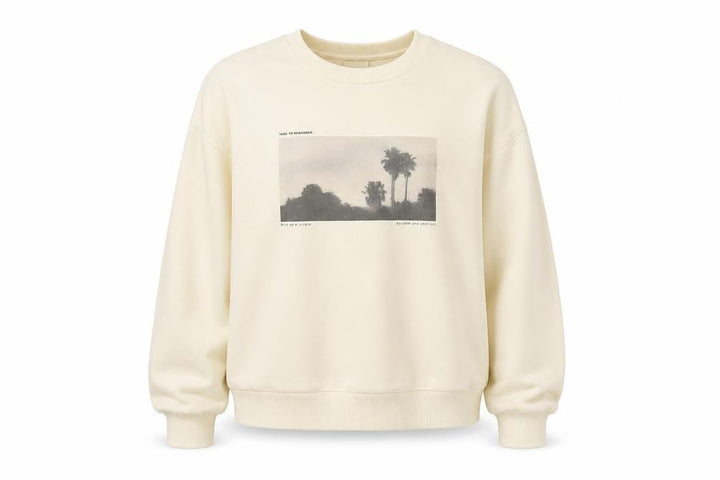 Pull&Bear Women Beige Graphic Print Pullover Sweatshirt Size S