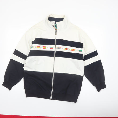 Dash Women's Navy & White Full Zip Cotton Blend Bomber Jacket Size 12