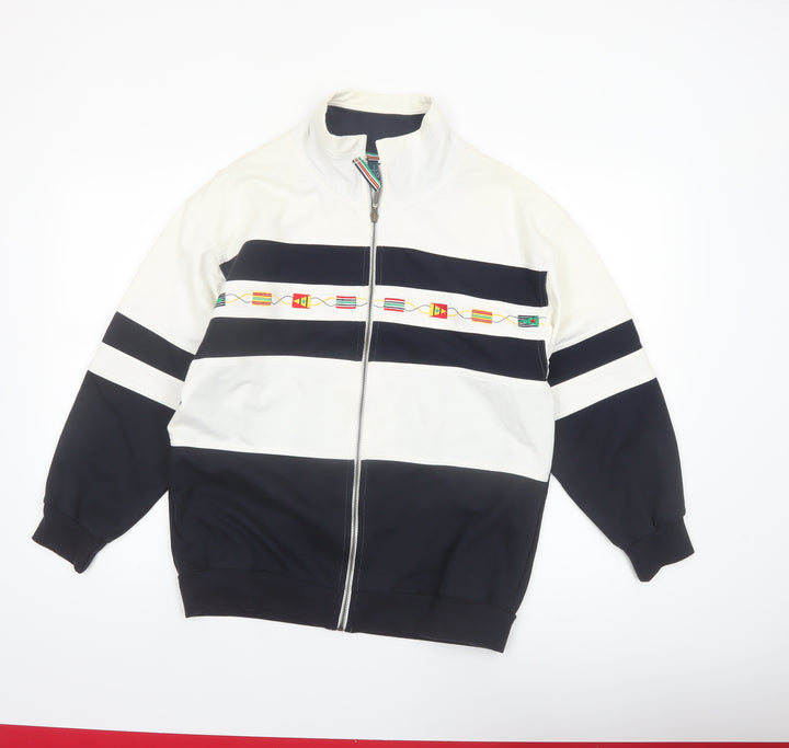 Dash Women's Navy & White Full Zip Cotton Blend Bomber Jacket Size 12