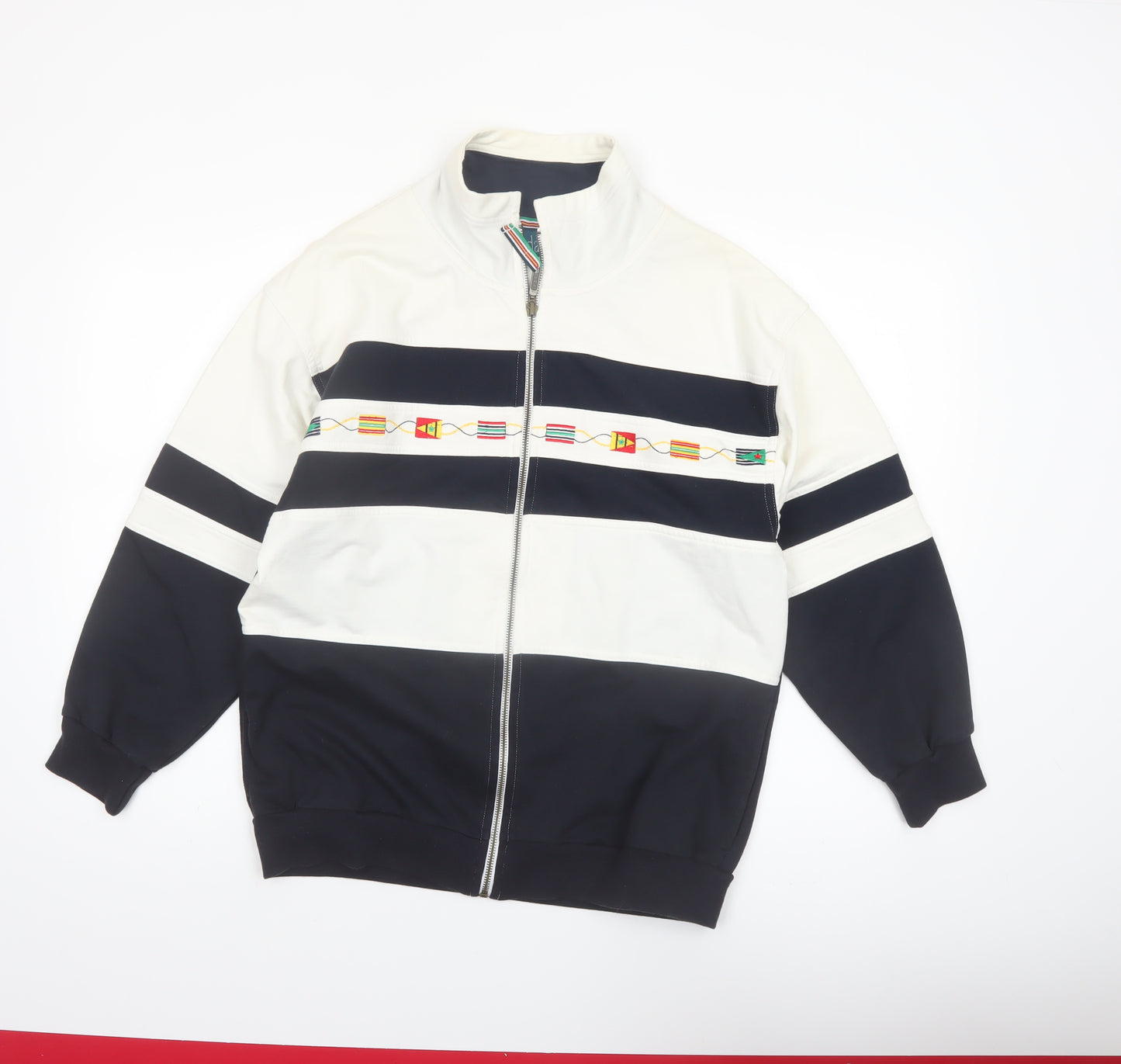 Dash Women's Navy & White Full Zip Cotton Blend Bomber Jacket Size 12
