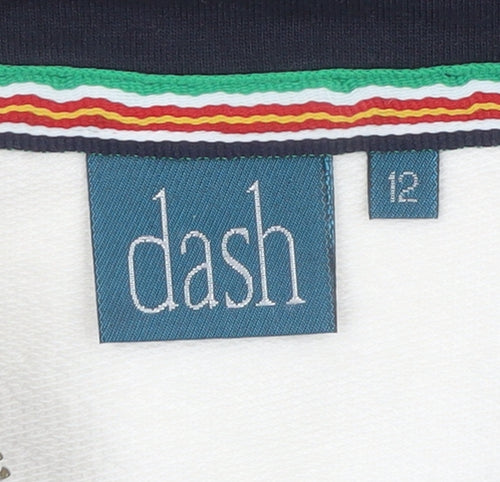 Dash Women's Navy & White Full Zip Cotton Blend Bomber Jacket Size 12