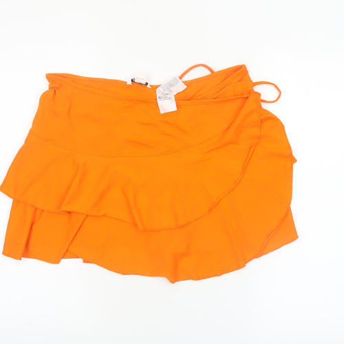 Monki Women’s Orange Cotton Wrap Mini Skirt Size L