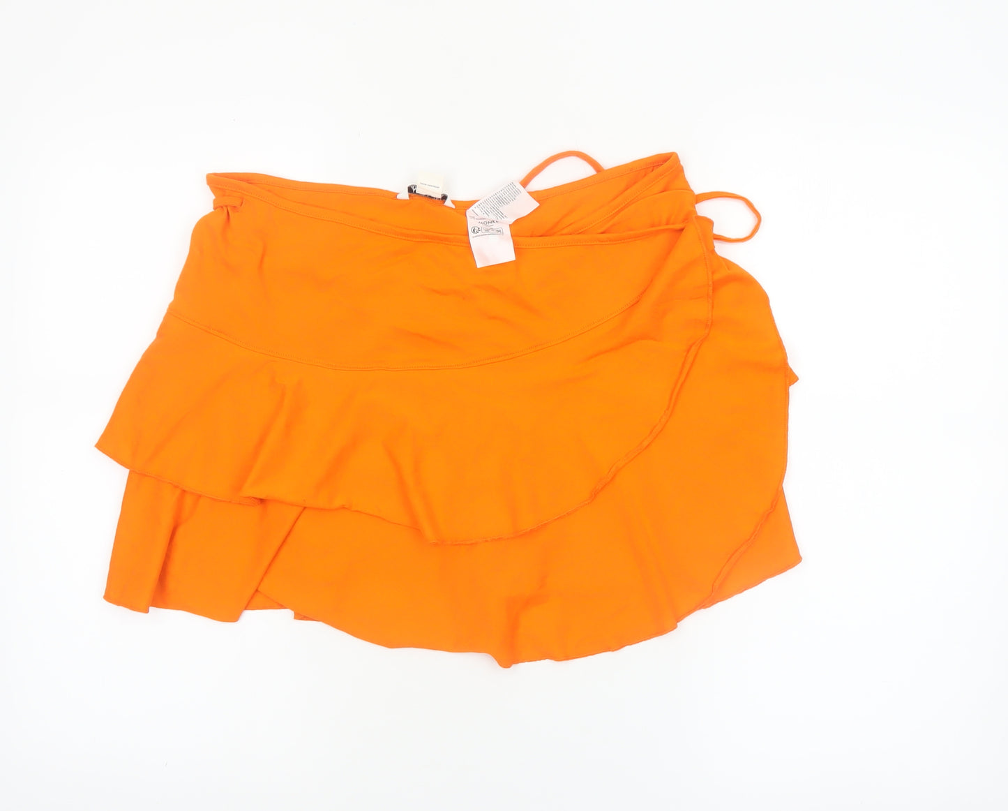 Monki Women’s Orange Cotton Wrap Mini Skirt Size L