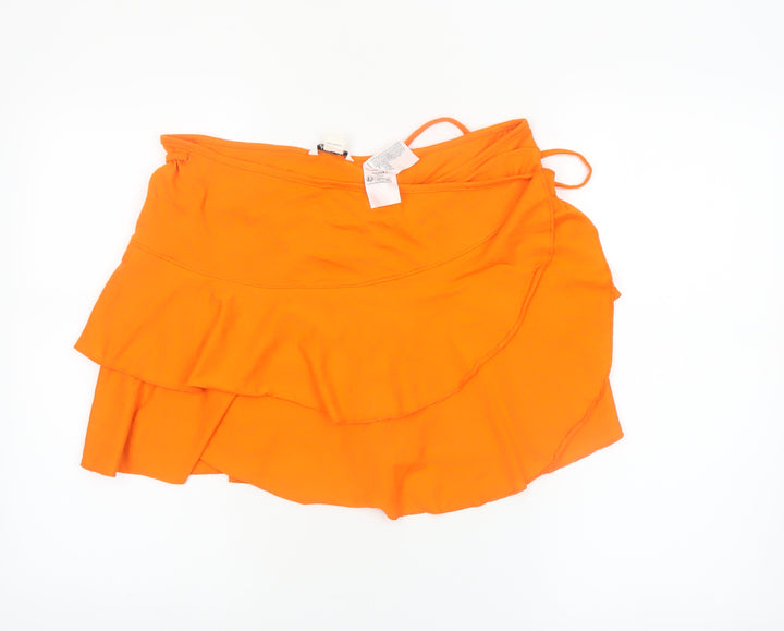 Monki Women’s Orange Cotton Wrap Mini Skirt Size L