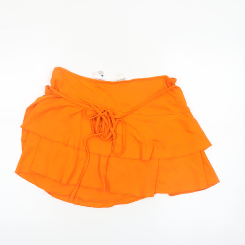 Monki Women’s Orange Cotton Wrap Mini Skirt Size L