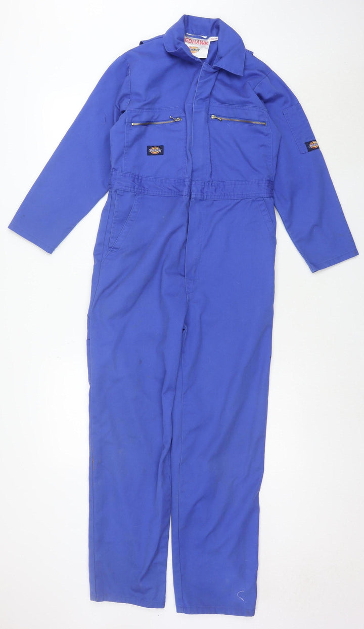 Dickies Men's Blue Redhawk Workwear Coveralls L Twill Zip Pockets