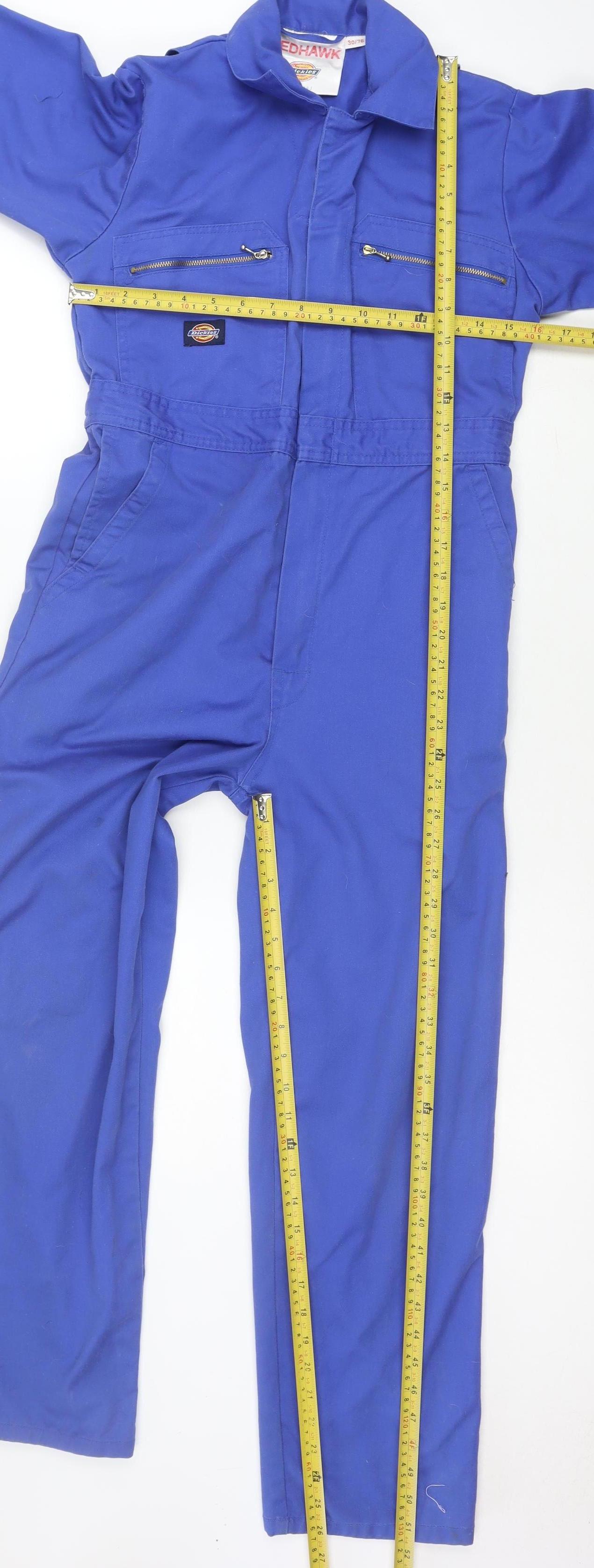 Dickies Men's Blue Redhawk Workwear Coveralls L Twill Zip Pockets