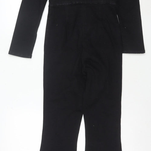 ASOS DESIGN Women's Black Cotton Blend Zip Front Long Sleeve Jumpsuit Size 4