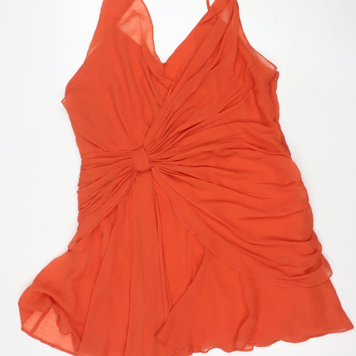 ASOS DESIGN Women’s Orange Asymmetric Chiffon Sleeveless Dress UK 18