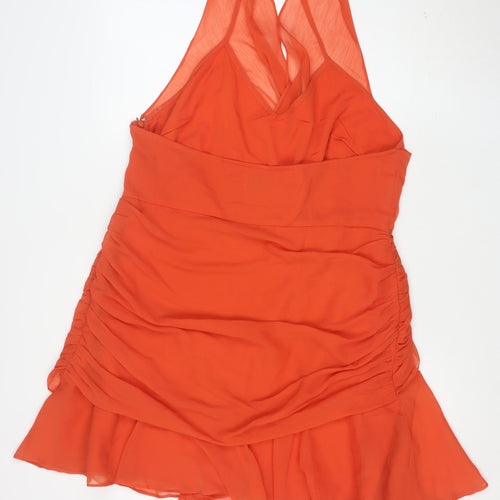 ASOS DESIGN Women’s Orange Asymmetric Chiffon Sleeveless Dress UK 18