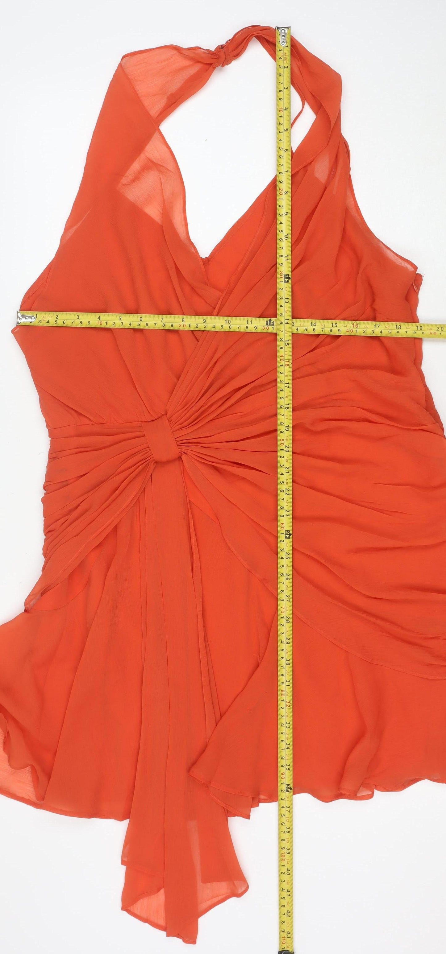 ASOS DESIGN Women’s Orange Asymmetric Chiffon Sleeveless Dress UK 18