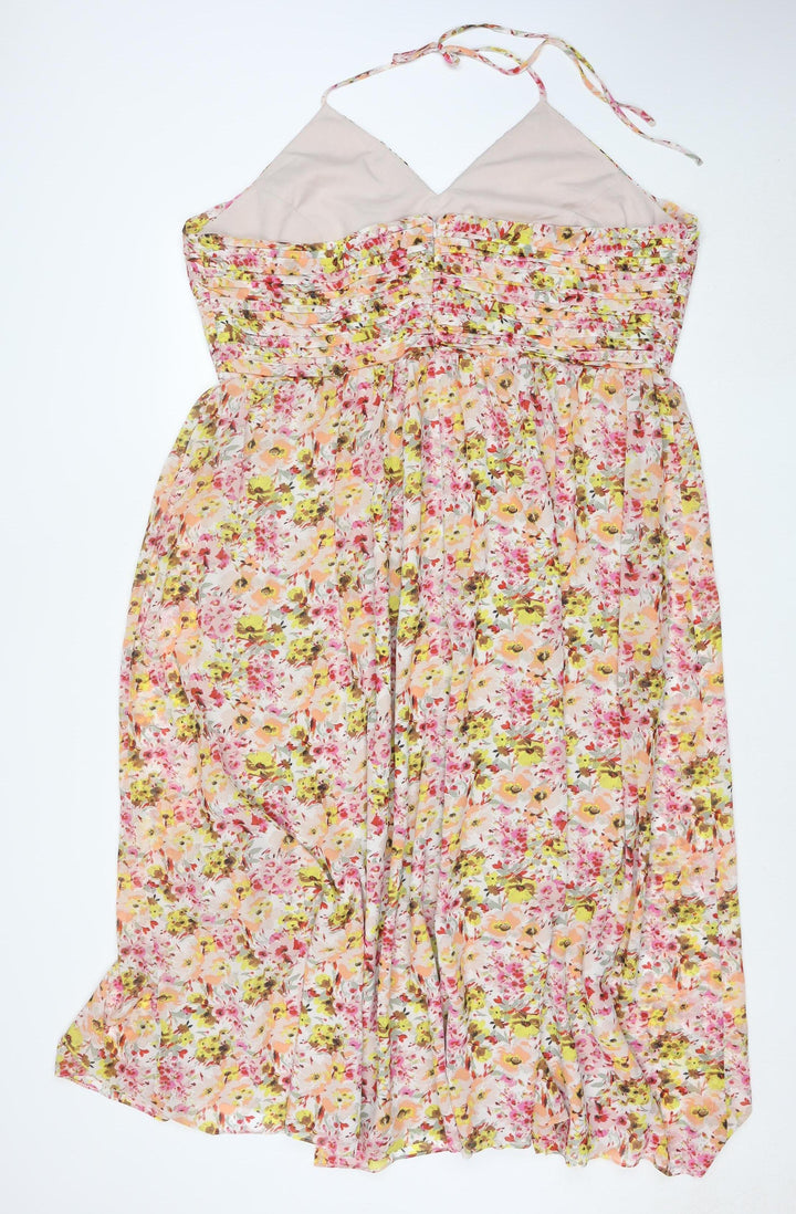 Marks and Spencer Women's Multicoloured Floral Halter Maxi Dress Size 22