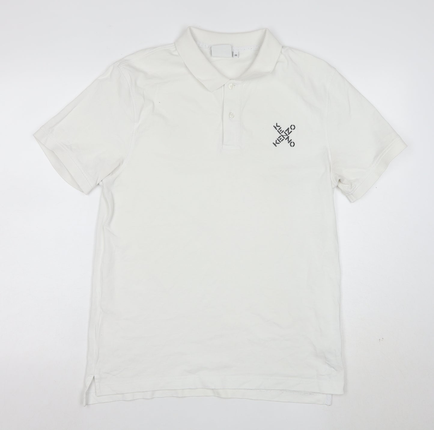 Kenzo Men's White Cotton Logo Polo Shirt Size M