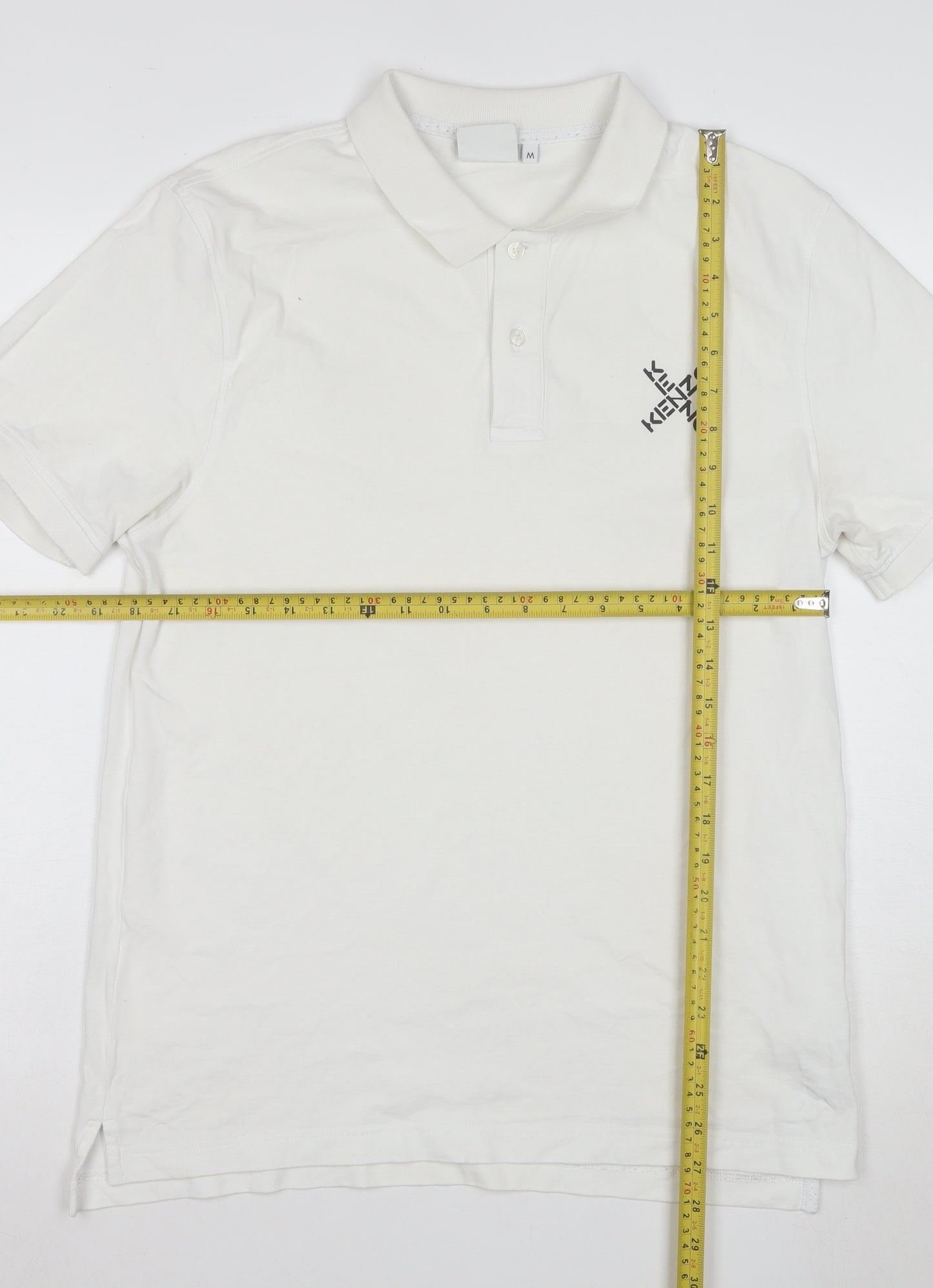 Kenzo Men's White Cotton Logo Polo Shirt Size M