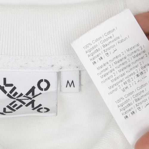 Kenzo Men's White Cotton Logo Polo Shirt Size M