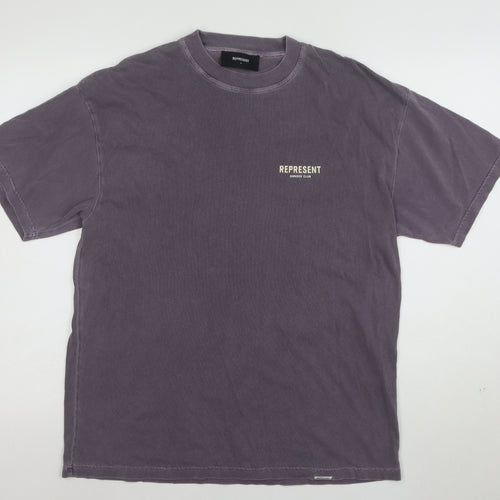 Represent Men's Purple Graphic Cotton T-Shirt Size S