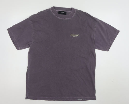 Represent Men's Purple Graphic Cotton T-Shirt Size S