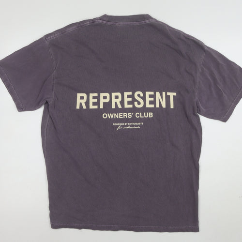 Represent Men's Purple Graphic Cotton T-Shirt Size S