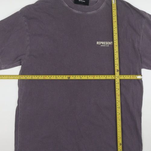 Represent Men's Purple Graphic Cotton T-Shirt Size S