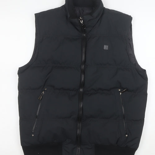 Finest Urban OBJ Men's Black Puffer Waistcoat Gilet M Polyester Zip
