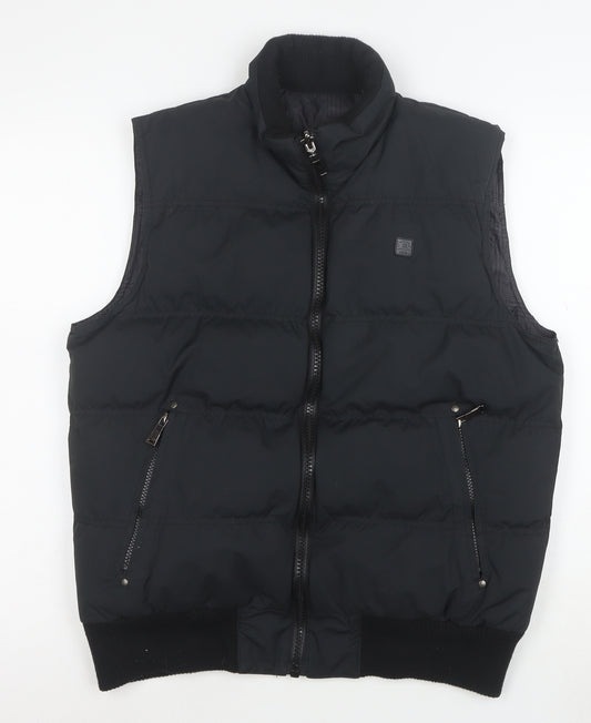 Finest Urban OBJ Men's Black Puffer Waistcoat Gilet M Polyester Zip
