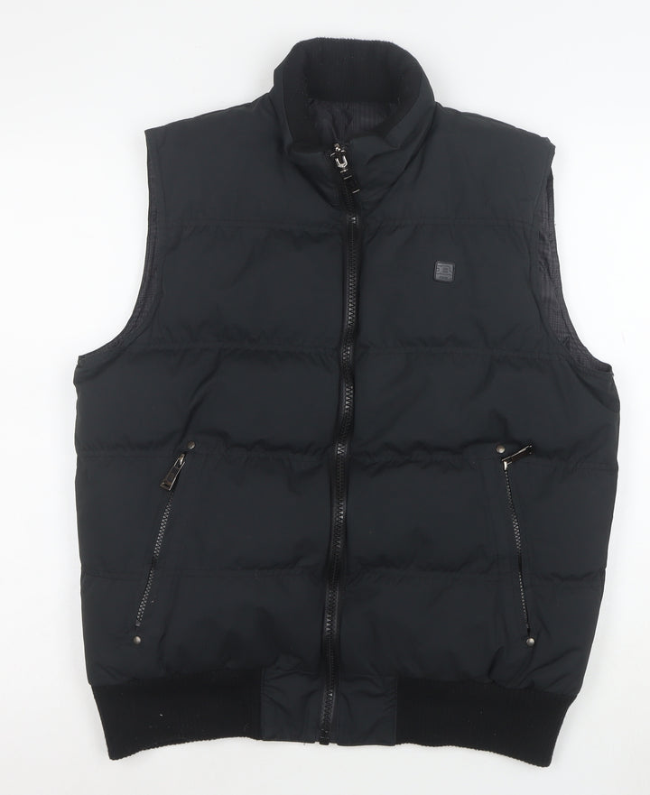 Finest Urban OBJ Men's Black Puffer Waistcoat Gilet M Polyester Zip