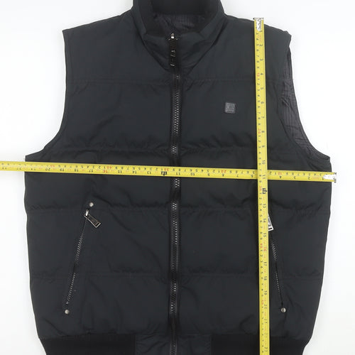 Finest Urban OBJ Men's Black Puffer Waistcoat Gilet M Polyester Zip