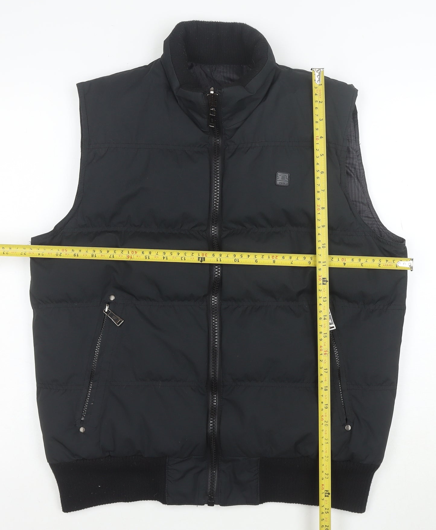 Finest Urban OBJ Men's Black Puffer Waistcoat Gilet M Polyester Zip