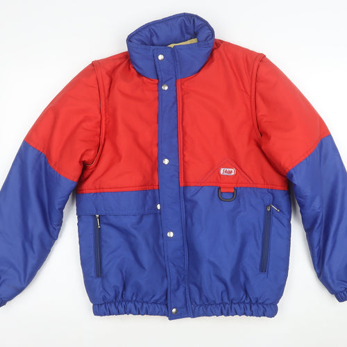 Filou Boys Red Blue Colourblock Puffer Jacket 14 Years Winter Lined Zip